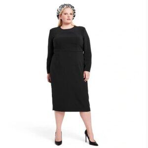 Sergio Hudson x Target Strong Shoulder Midi Dress Black Size 1X NWT